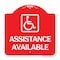 Signmission Assistance Available W/ Handicap, Red & White Aluminum Architectural Sign, 18" x 18", RW-1818-24332 A-DES-RW-1818-24332 - alternate 1